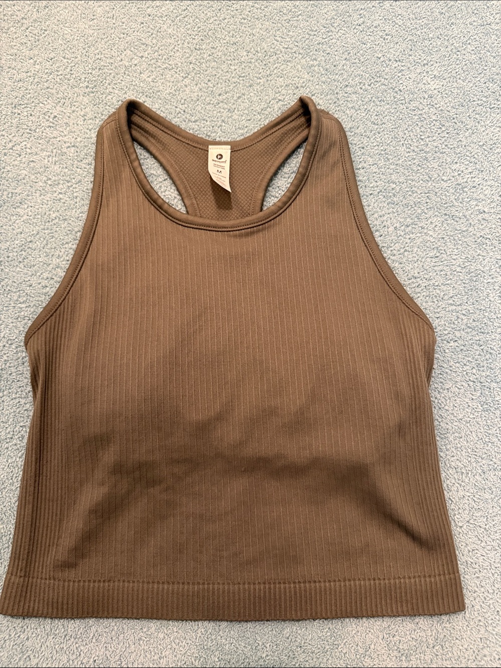 90degrees Ribbed Racerback Cropped Tank Top - Olive Green - Picture 5 of 5